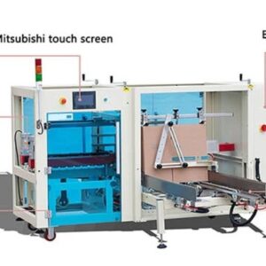 AUTOBOX10 automatische dozenopzetter met touchscreen en magazijn voor vlakke dozen