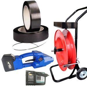Polyester omsnoeringsset NEO2 9-16mm PET PP met batterij, lader en PP omsnoeringsband, setoverzicht